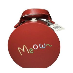 PET BOWL Carry On RED Faux Leather